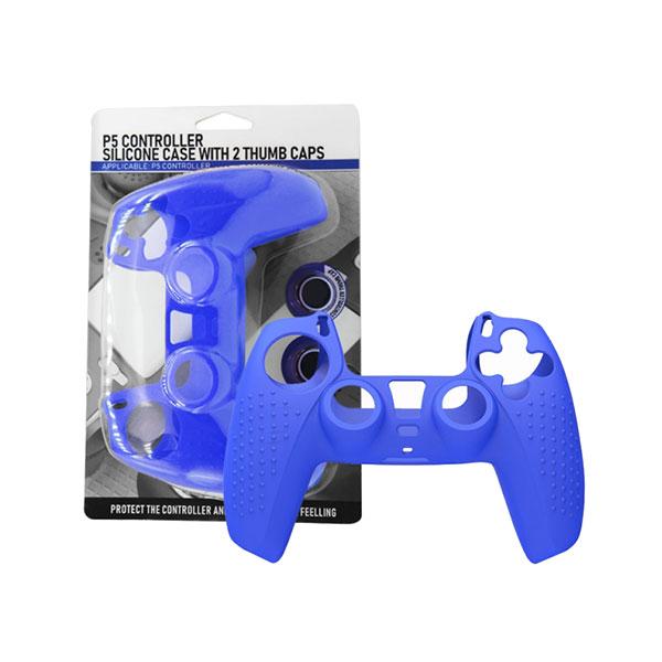PS5 DualSense Controller Silicon Cover + Two Thumb Grips (Blue)