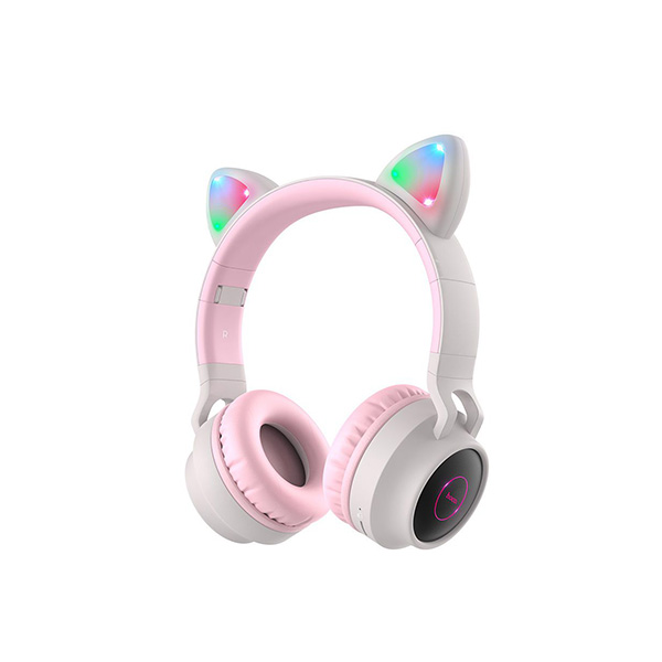 Hoco Cat Ear Wireless Headphones (W27) – Grey / Pink