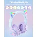 Onikuma B90 RGB Cat Ear Bluetooth 5.0 Wireless Gaming Headset — Purple - Image 3