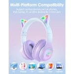 Onikuma B90 RGB Cat Ear Bluetooth 5.0 Wireless Gaming Headset — Purple - Image 2