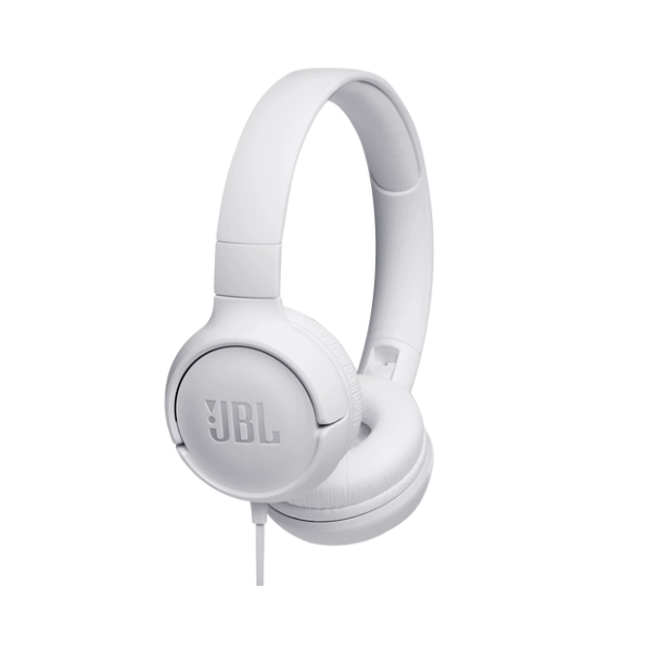 jbl-tune-500-on-ear-wired-headset-white-main JBL Tune 500 Wired On Ear Headphones With Mic - White - Image 1