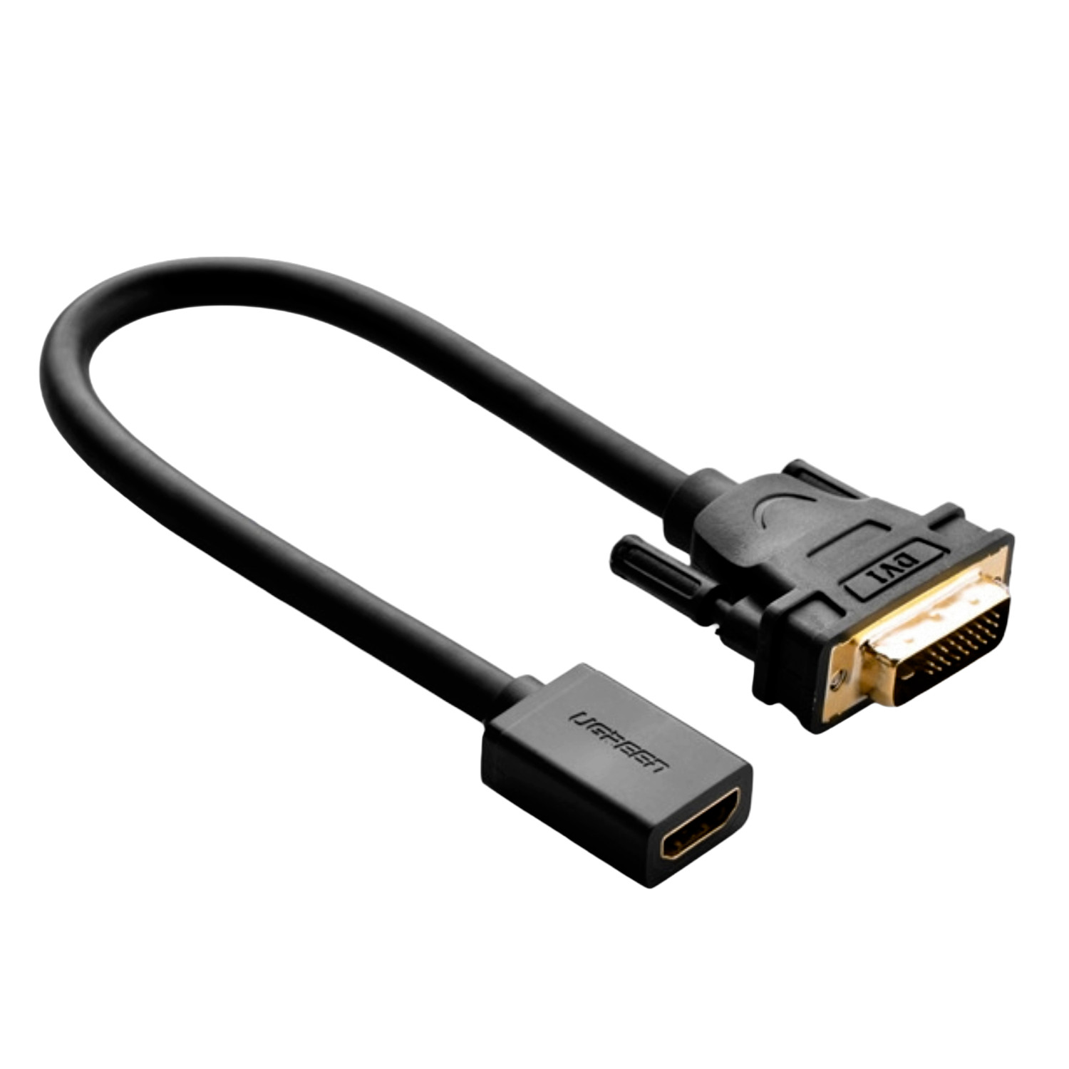 20118-2011_01-1 UGREEN DVI to HDMI Cable Adapter 15cm | Male to Female | 1080p Full HD – Black - Image 1
