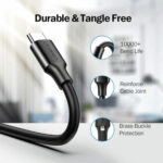 UGREEN Type-C to USB-A 3.0 Cable 1.5m – Fast Charging 3A, 5Gbps Sync – Black - Image 3