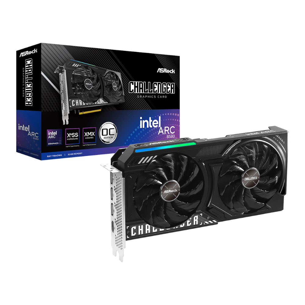 90-GA5LZZ-00UANF_wr_01a ASRock Intel Arc B580 Challenger OC 12GB GDDR6 192-BIT Graphics Card - Image 1