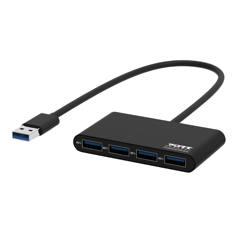 900121_wr_01a Port USB3.0 to 4 x USB3.0 5Gbps 4 Port Hub - Black - Image 1