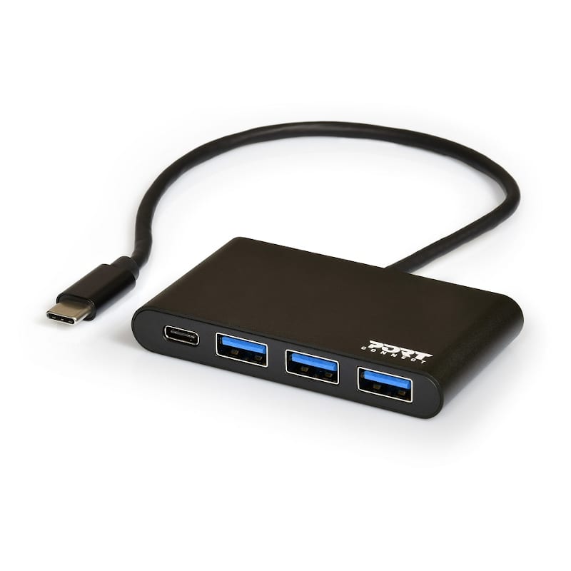 900122-DE_wr_01 Port USB Type-C to 3 x USB3.0 and 1 x Type-C PD 30cm 4 Port Hub - Black - Image 1