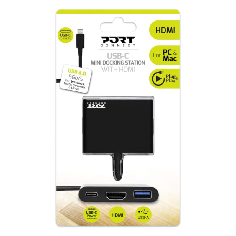 900140_wr_01 Port USB Type-C to 1 x HDMI|1 x USB3.0|1 x Type-C 60W PD Dock - Black - Image 1