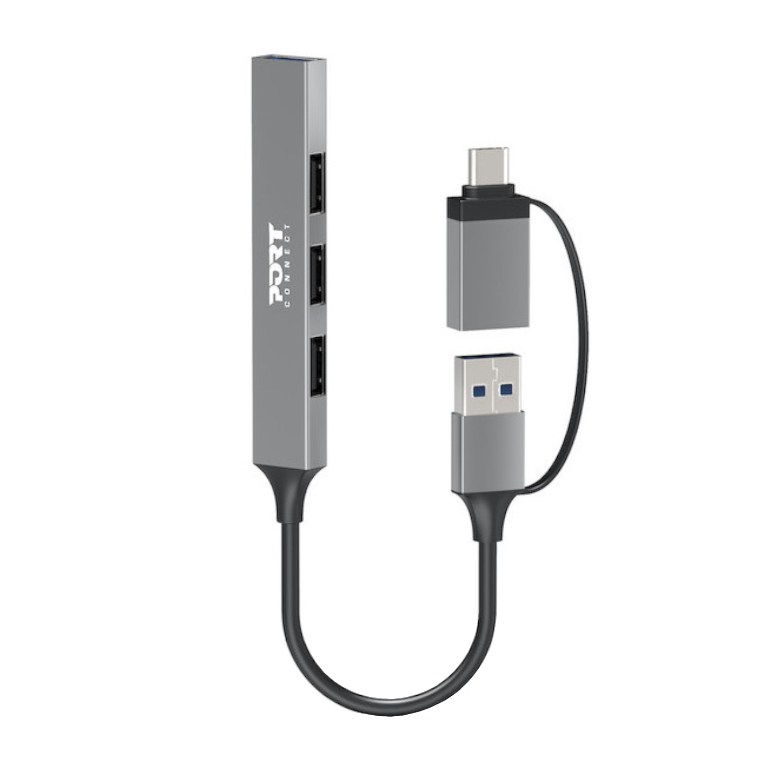 900160_Port-Connect-USB-Type-C-to-4-port-USB-A-3.0-2.0-Hub_wr_01a Port Connect USB Type-C to 4-port USB-A 3.0/2.0 Hub - Image 1
