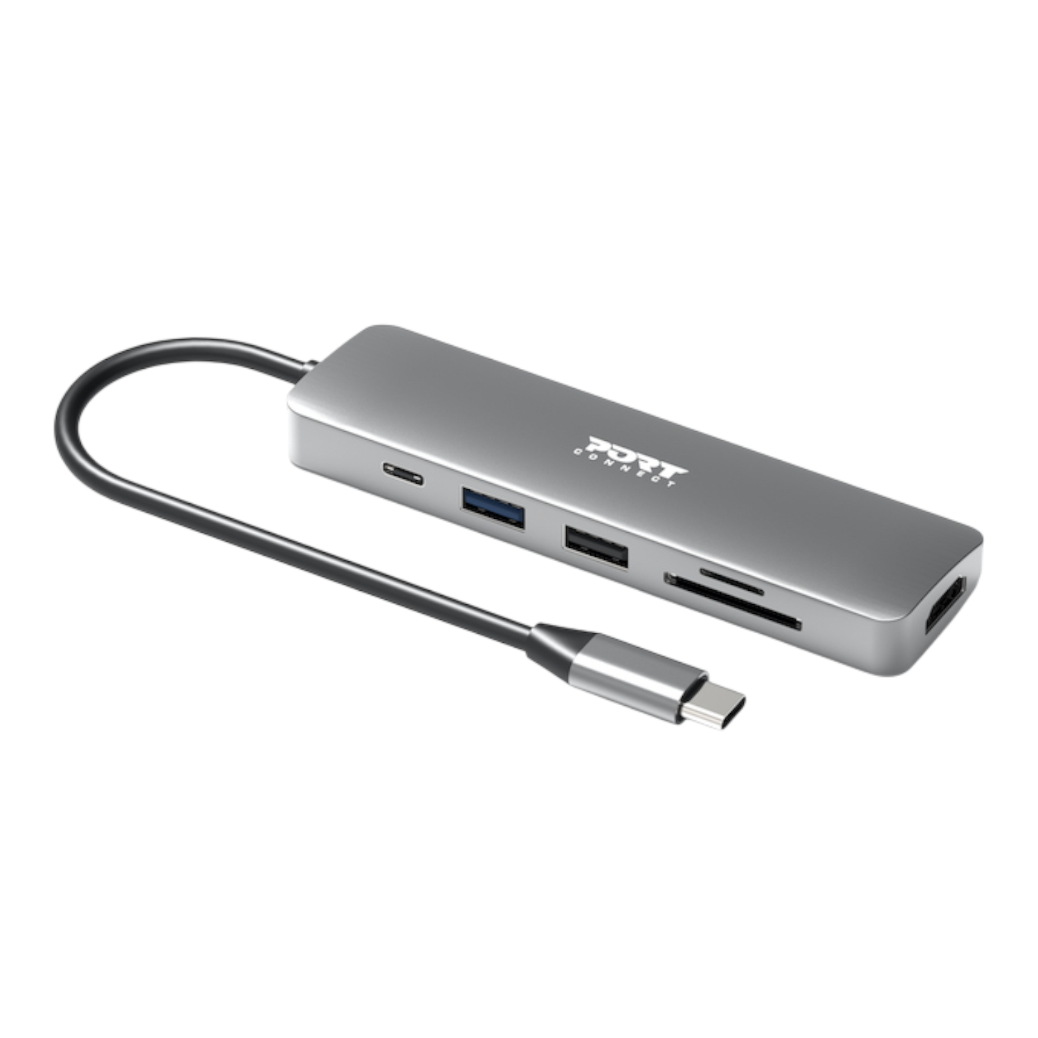 900162_Port-Connect-5-in-1-USB-Type-C-4K-Docking-Station-Grey_wr_01a Port Connect 5-in-1 USB Type-C 4K Docking Station - Image 1