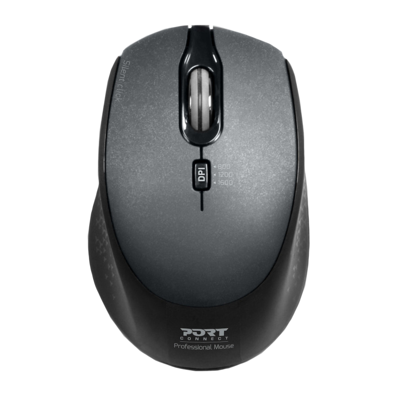 900713_wr_01a Port Connect Silent 1600DPI 3 Button Wireless Mouse - Black - Image 1