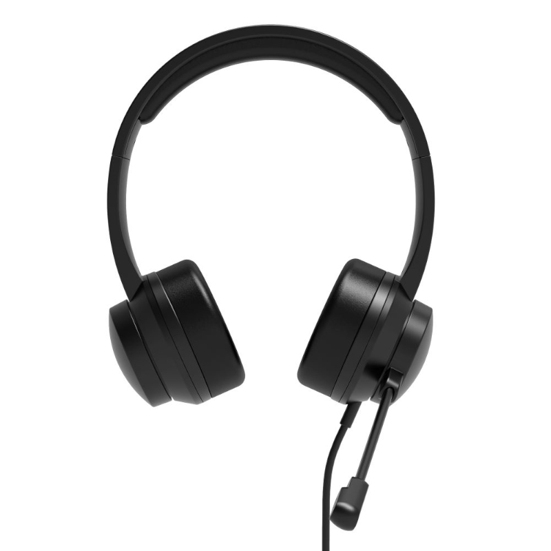901605_wr_05 Port Connect USB Headset 1.8m Cable with Mic and Padded/Soft Cushions Black - Image 1