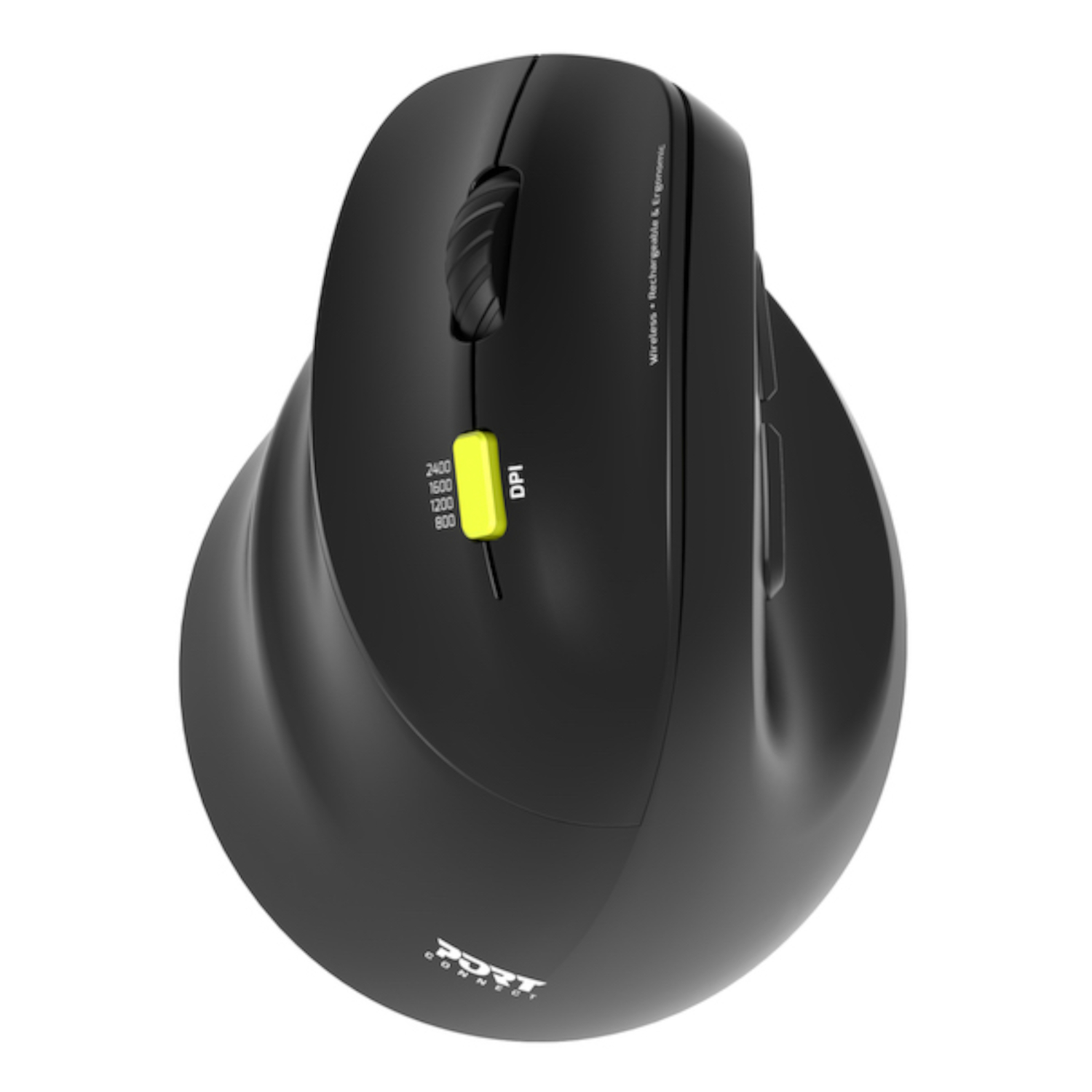 910008_PORT-MOUSE-ERGO-RECHARGEABLE-BT-LEFT_wr_09 Port Connect Ergo Shape Rechargeable Wireless Mouse - Image 1