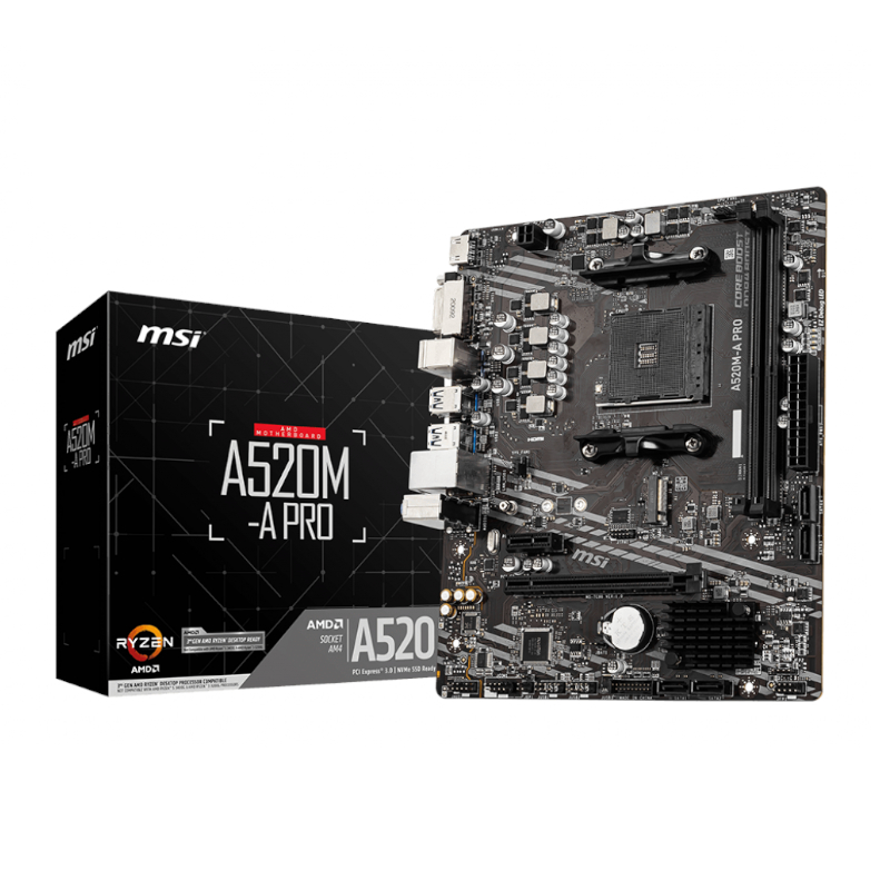 A520M-A-PRO_wr_05 MSI A520M-A PRO AM4 AMD MATX Gaming Motherboard - Image 1