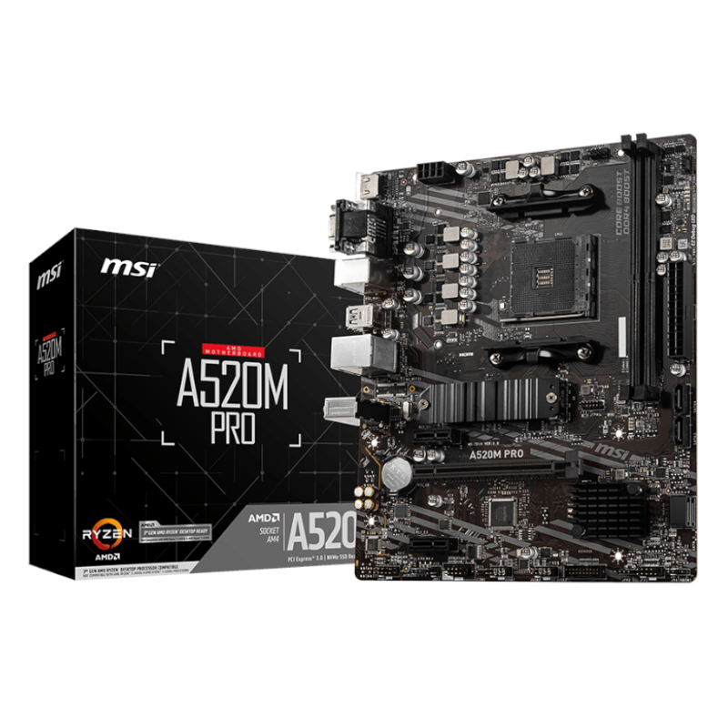 A520M-PRO_wr_01 MSI A520M-PRO AMD AM4 MATX Gaming Motherboard - Image 1