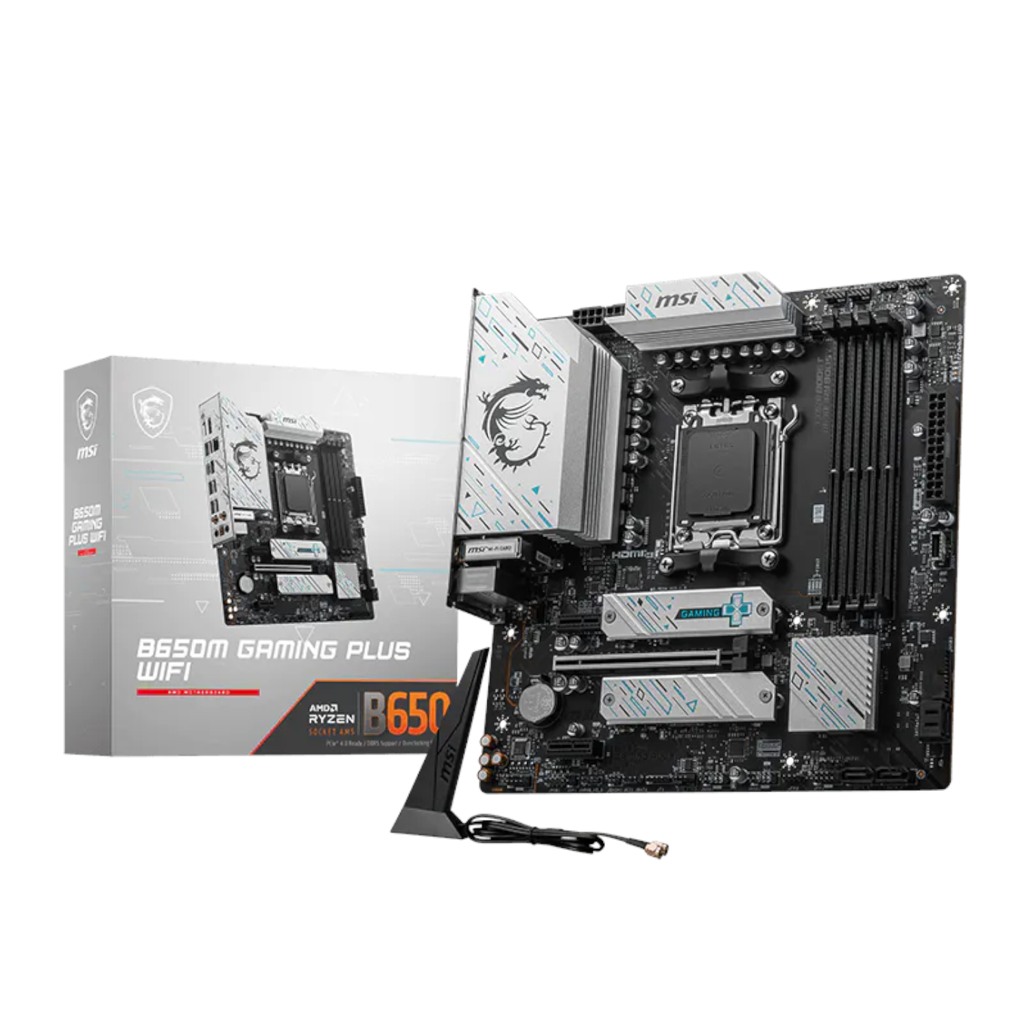B650MGAMINGPLUSWIFI_OFFICE_MSI-B650M-Gaming-Plus-WiFi-AM5-M-ATX-Gaming-Motherboard_wr_01a MSI B650M Gaming Plus WiFi AM5 M-ATX Gaming Motherboard - Image 1