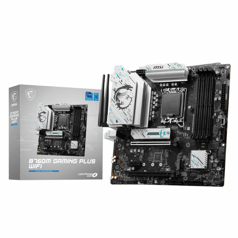 B760MGAMINGPLUSWIFI_wr_01 MSI B760M GAMING PLUS WIFI DDR5 Intel LGA1700 M-ATX Gaming Motherboard - Image 1