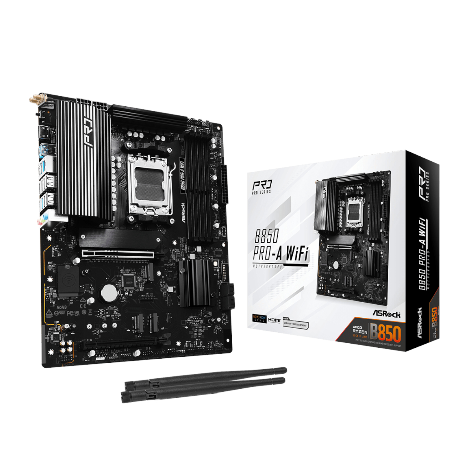 B850-PRO-A-WIFI_ASRock-B850-Pro-A-Wi-Fi-AM5-ATX-Motherboard_wr_01a ASRock B850 Pro-A Wi-Fi AM5 ATX Motherboard - Image 1