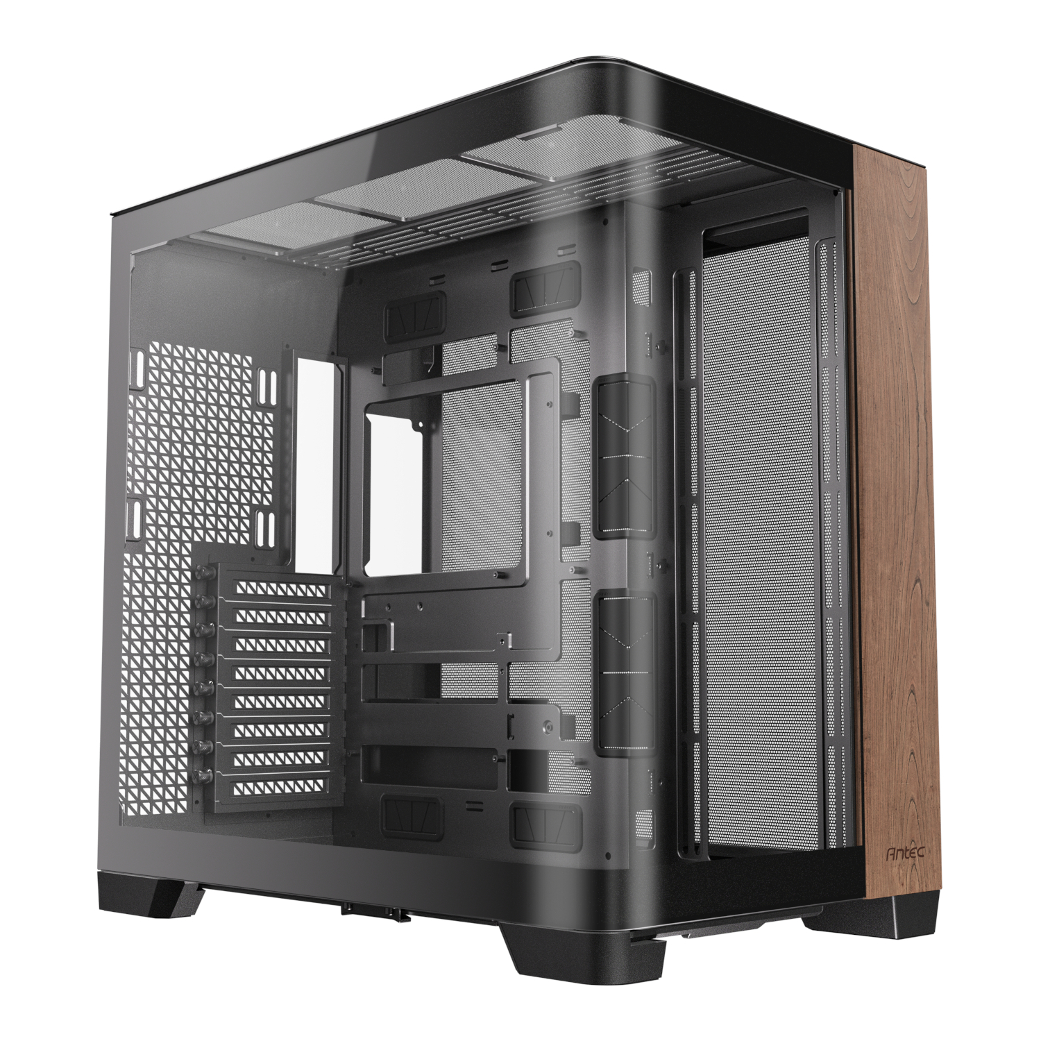 C8-CURVED-WOOD_wr_01 Antec C8 Curved Wood E-ATX | ATX | Micro-ATX | ITX Dual Chamber Gaming Chassis - Black - Image 1