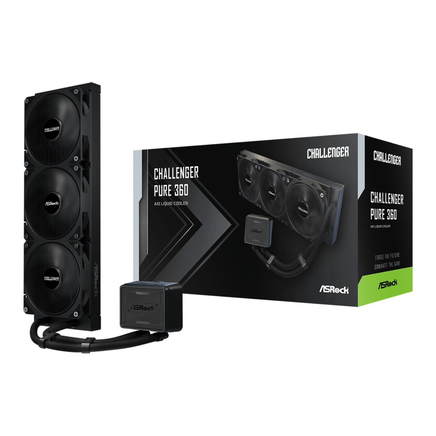 CHALLENGER-PURE-360_ASRock_Challenger_Pure_360_AIO_Liquid_Co_wr_01-1 ASRock Challenger Pure 360 AIO Liquid Cooler - Black - Image 1