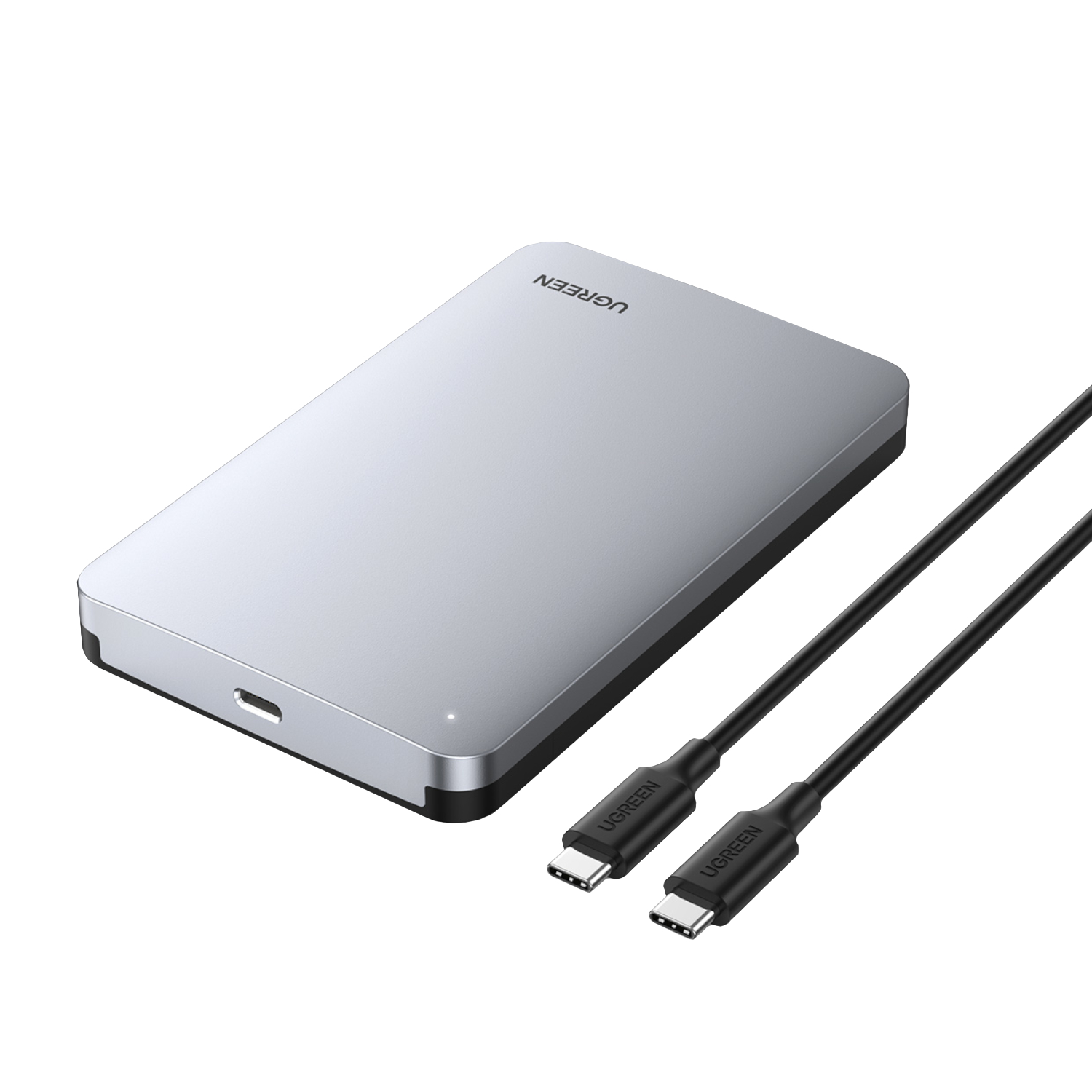 CM300-70499_UGreen-CM300-2.5-inch-USB-Type-C-Hard-Drive-Enclosure_wr_01a UGREEN CM300 2.5 inch USB Type-C Hard Drive Enclosure - Silver - Image 1