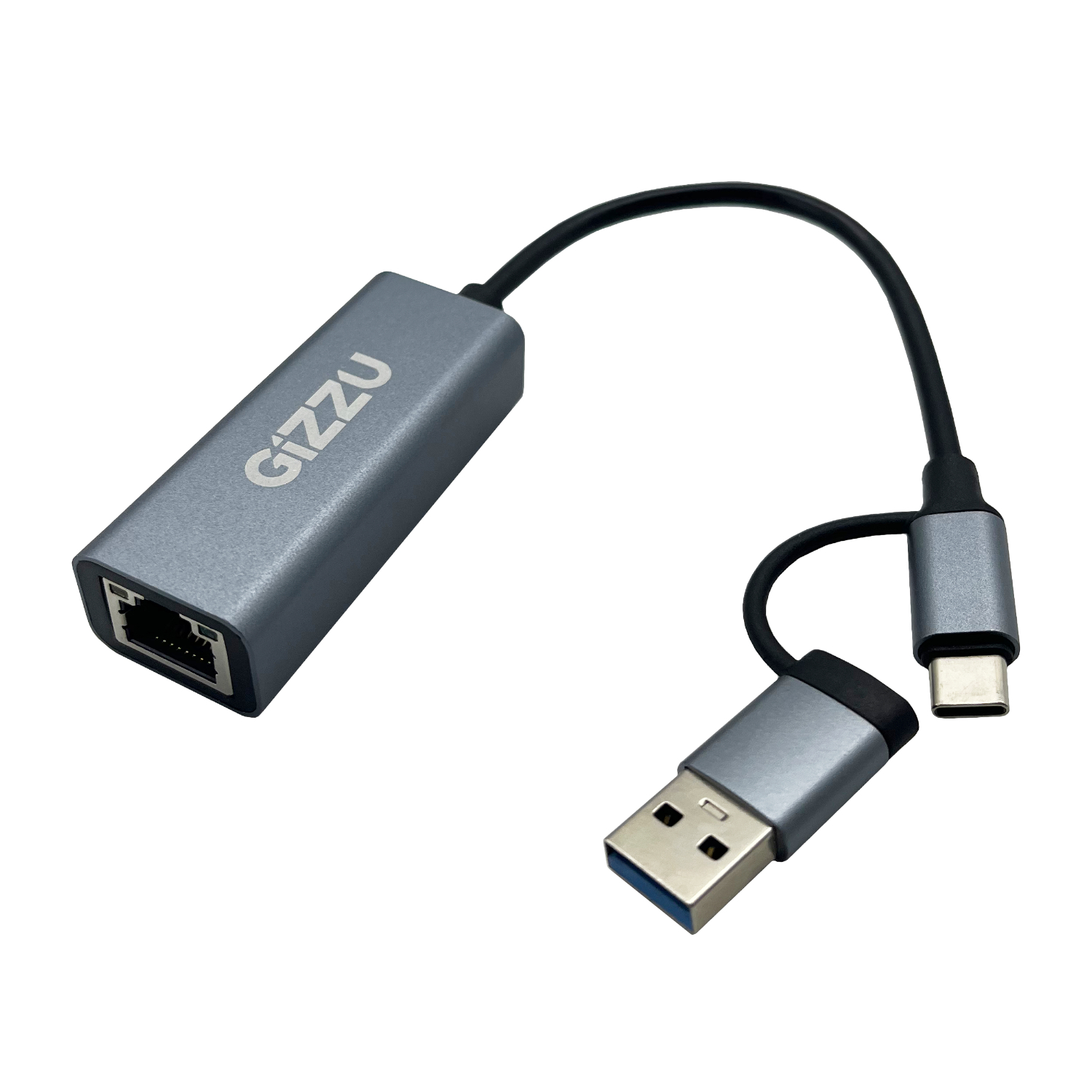 GAPCGB_Gizzu-Gizzu-USB-to-Gigabit-1000Mbps-Adapter-Grey_wr_01a Gizzu High Speed Type-C/A to Gigabit Adapter Poly - Image 1
