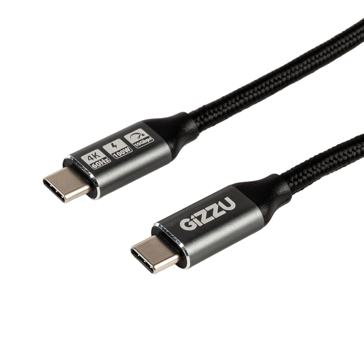 GIZZU-GCPCC10010G-02-100W-10Gbps-Type-C-2m-Cable_ANGLED-9144-Edit_1500x1500 GIZZU 100W 10Gbps Type-C 2m Cable - Image 1