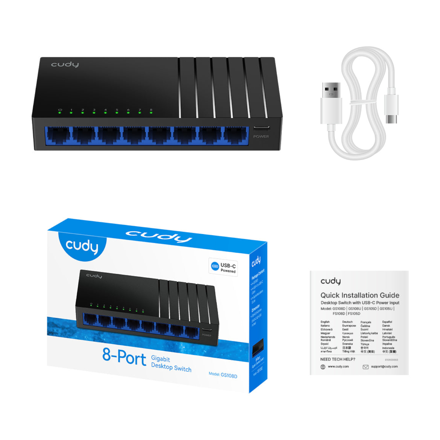 Cudy GS108D 8-Port Gigabit Desktop Switch (USB Type-C Power) - Image 3