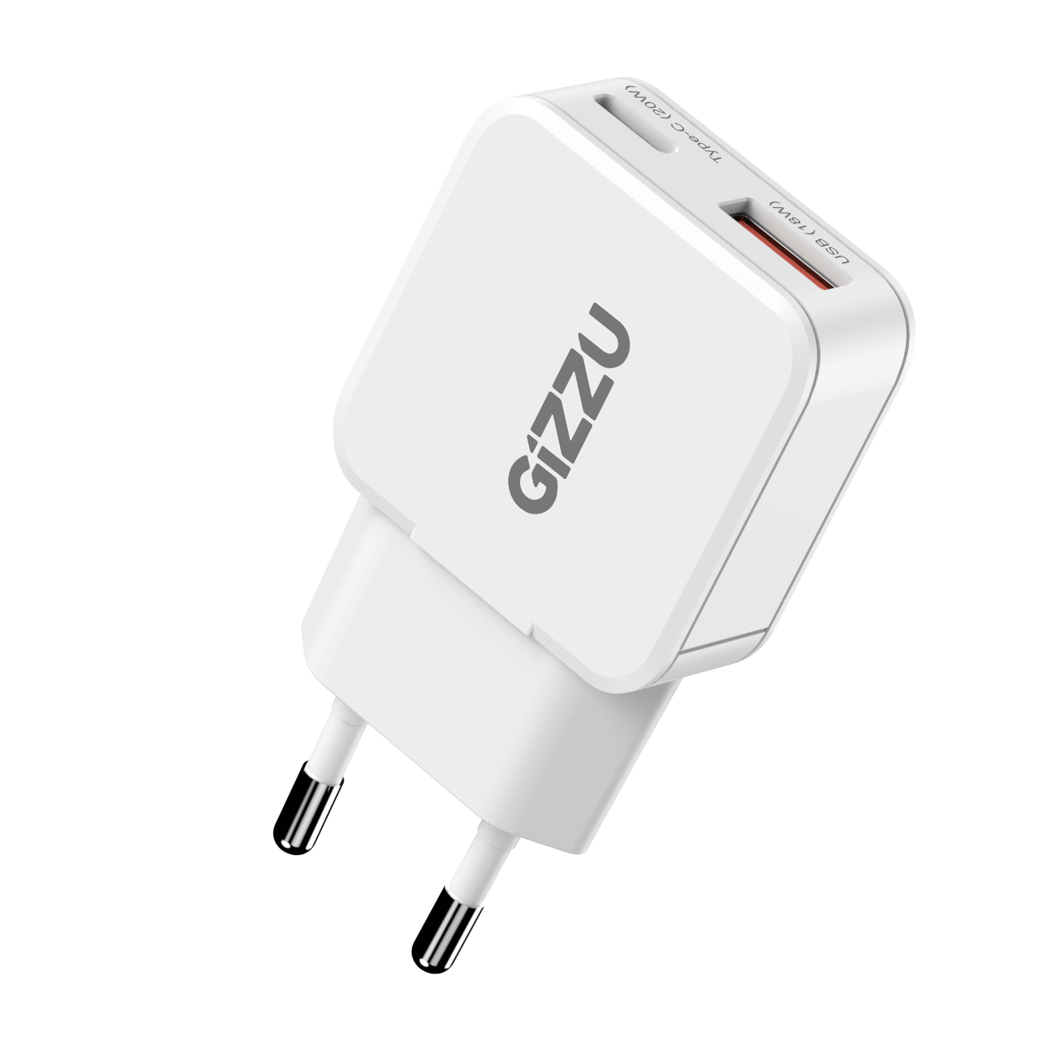 GWCCU20W_Gizzu-2-Port-20W-GaN-Wall-Charger-White_wr_01a Gizzu 2-Port 20W GaN Wall Charger - Image 1