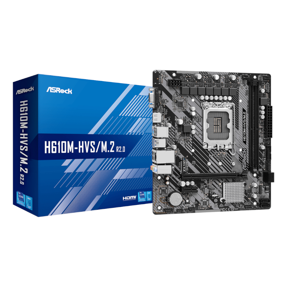 H610M-HVS-M2R2_wr_01 ASRock H610M-HVS/M.2 R2.0 Intel LGA 1700 m-ATX Motherboard - Image 1
