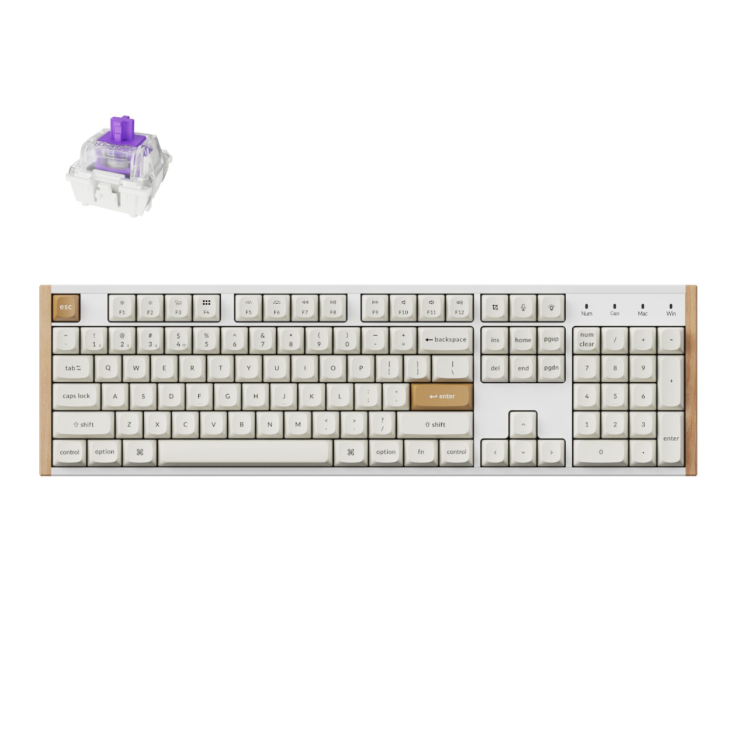 K10H-Q1_Keychron_K10_HE_100_Hot-Swap_Gateron_Dbl_wr_01 Keychron K10 HE Special Edition Full-size Hot-Swap Gateron Dbl-Rail Nebula Switch RGB Wireless Keyboard - White (Wood + Al) - Image 1