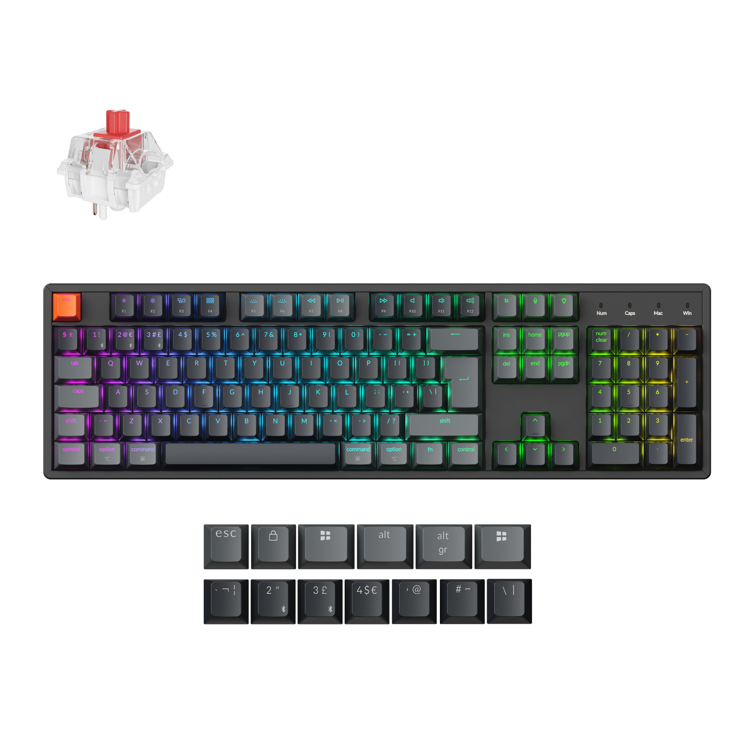 K10X-H1_Keychron-K10-QMK-Full-size-RGB-Wireless-Custom-Mechanical-Keyboard-V.2-Super-RED-Switch-–-Black_wr_01a Keychron K10 QMK Full-size RGB Wireless Custom Mechanical Keyboard V.2 (Super RED Switch) – Black - Image 1