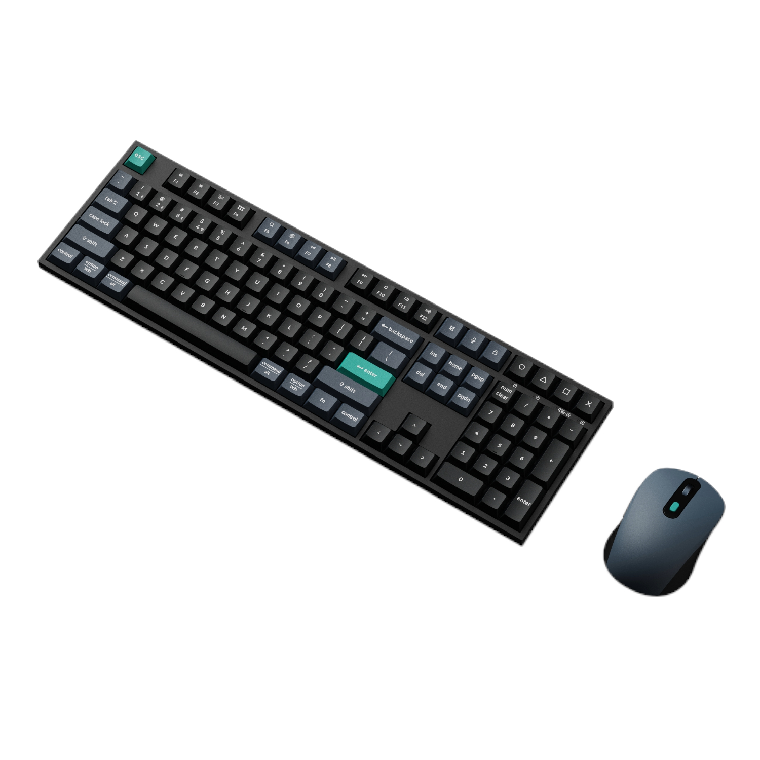 KCBD2_Keychron-B36-Wireless-Kbrd-Mse-Combo_01 Keychron B36 100% Layout Wireless Keyboard and Mouse Combo – Black/Green - Image 1