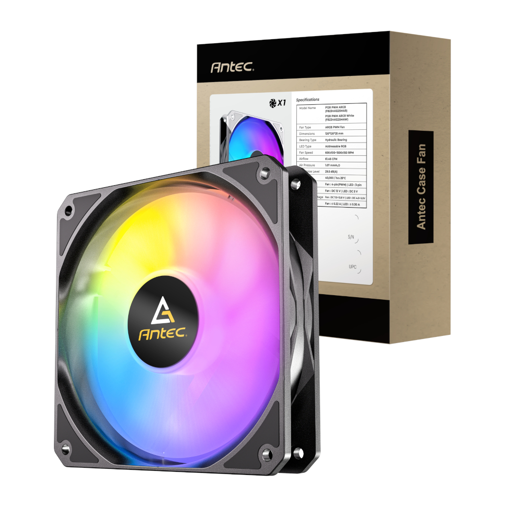 P12R-ARGB-BLK_wr_01 Antec P12 PWM 120mm ARGB Reverse Case Fan - Black - Image 1