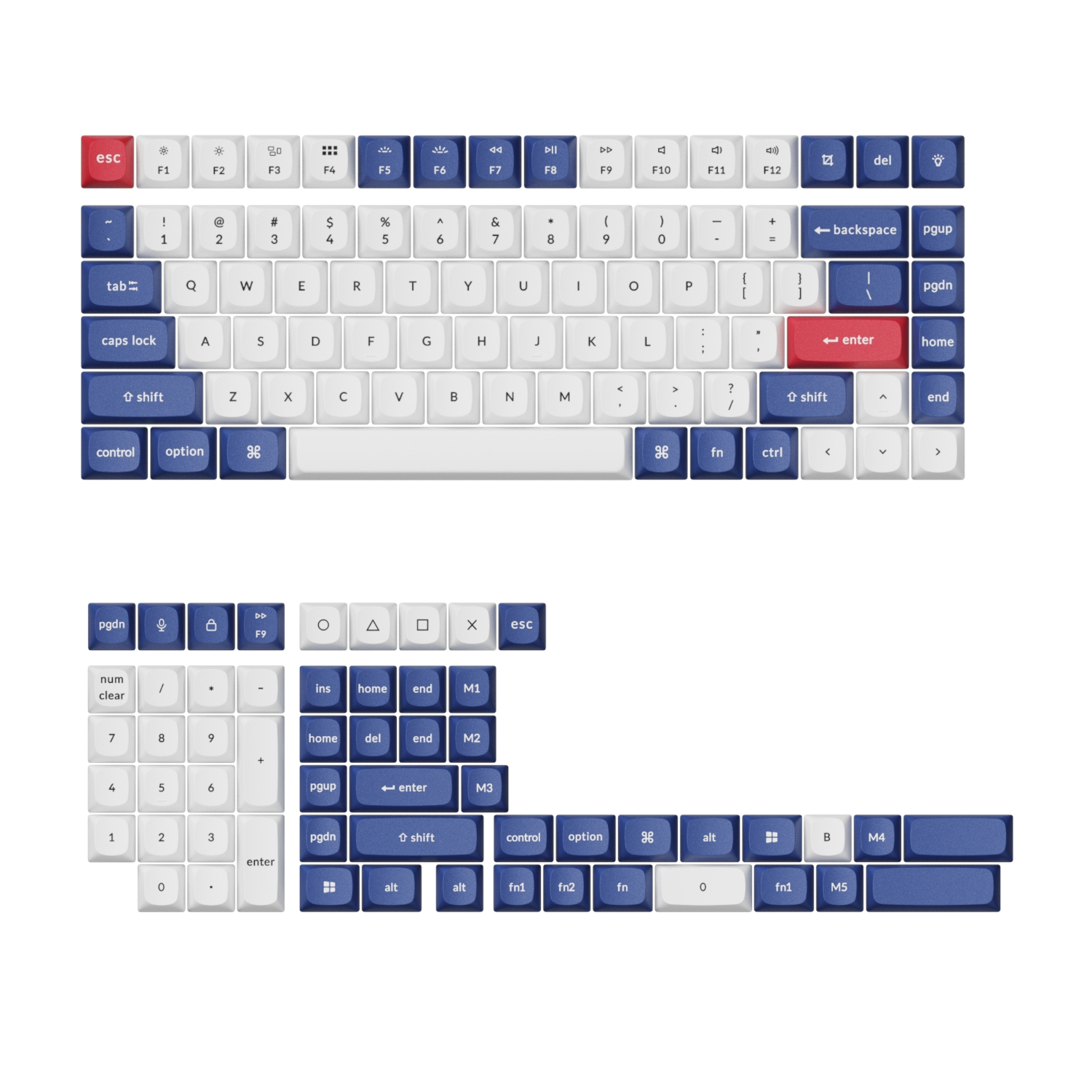 PBT-53_Keychron-Double-Shot-PBT-OSA-Full-Set-Keycap-Set-Blue-White_wr_01a Keychron Double-Shot PBT OSA Keycap Set - Blue and White - Image 1