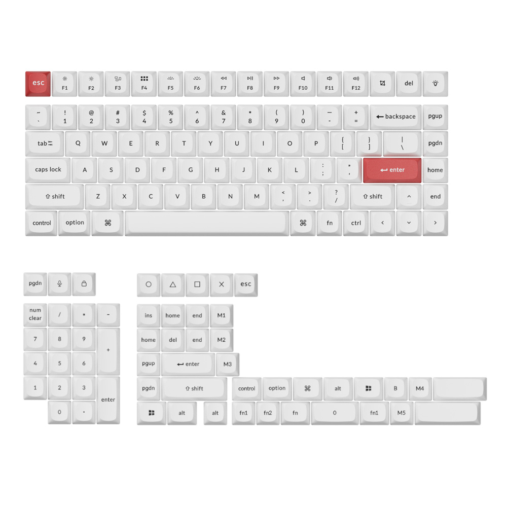 PBT-57_wr_01a Keychron Double Shot PBT OSA Full Keycap Set - Black/White - Image 1