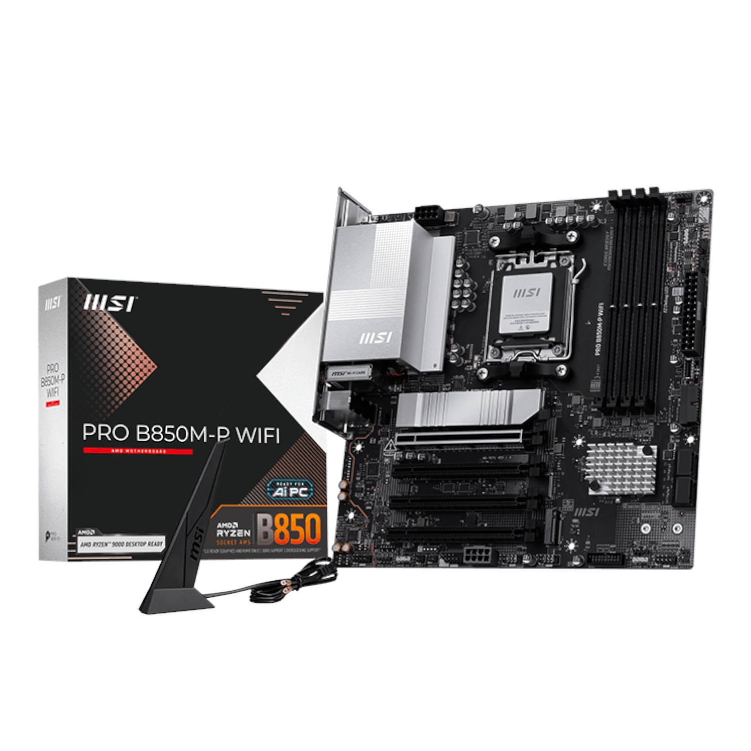 PROB850M-PWIFI_MSI-PRO-B850M-P-WIFI-AM5-mATX-Motherboard-Black_wr_01a MSI PRO B850M-P WIFI AM5 mATX Motherboard - Image 1