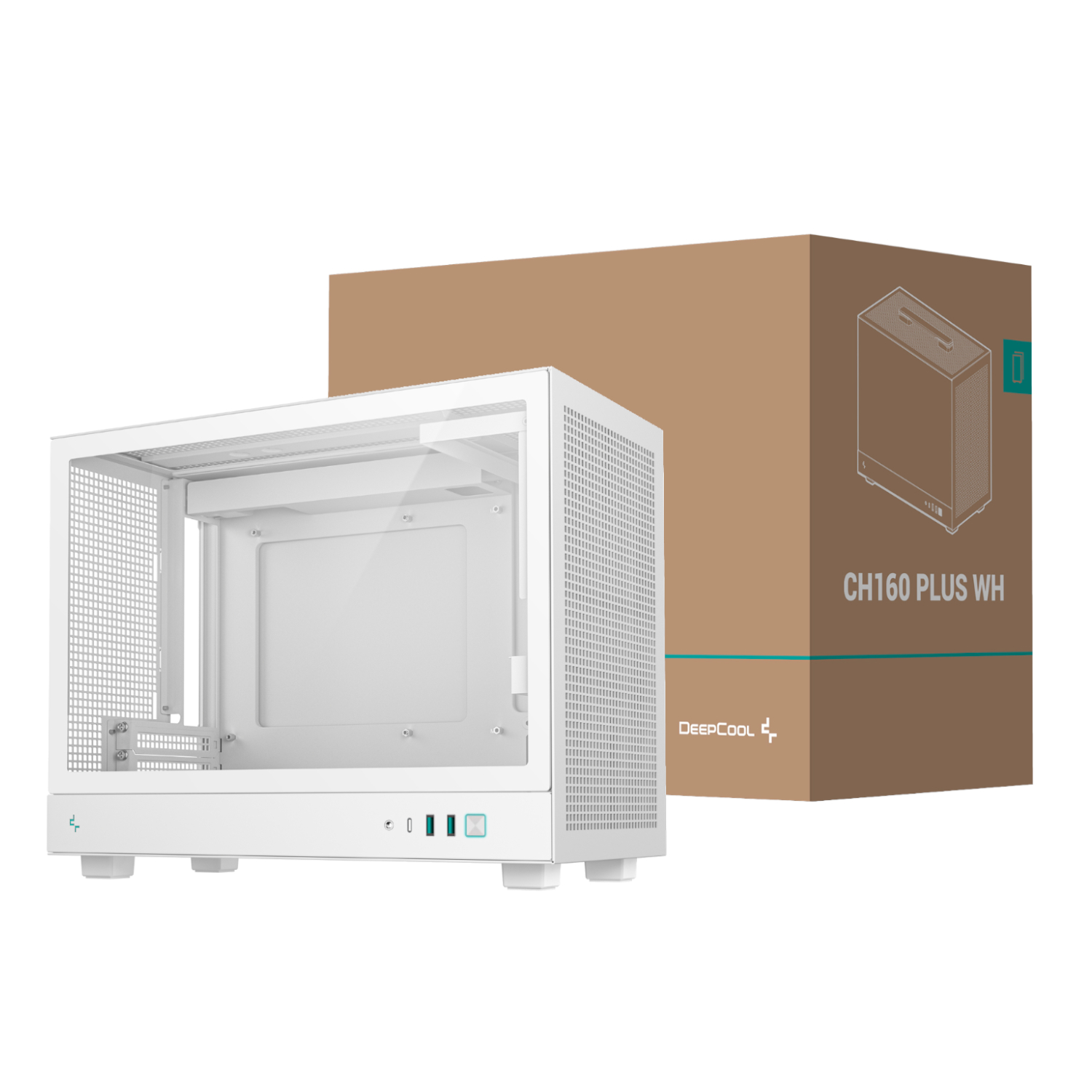 R-CH160-WHNGM0-G_DeepCool-CH160-PLUS-Micro-ATX-Chassis-White_wr_01a DeepCool CH160 PLUS Micro-ATX Chassis - White - Image 1