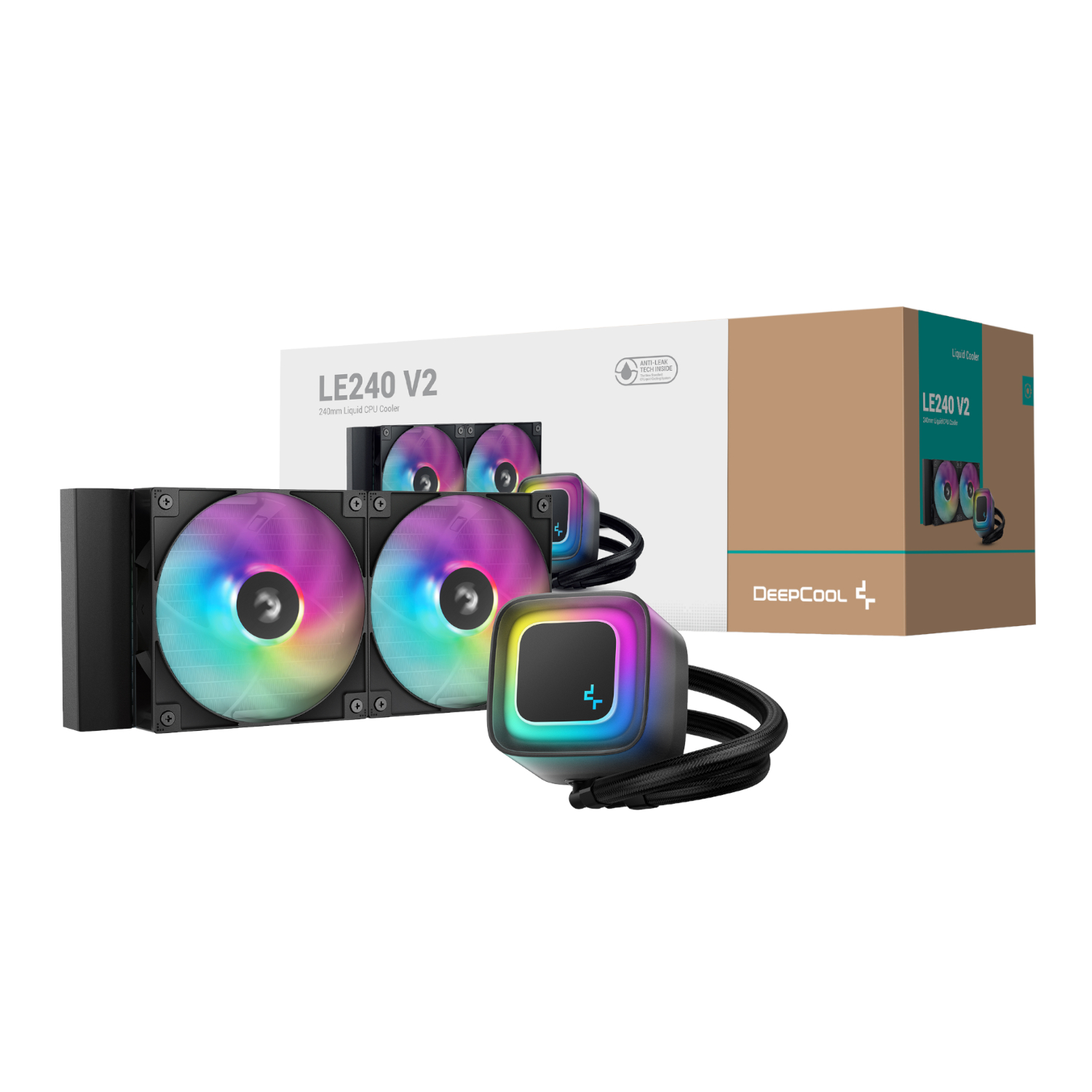 R-LE240-BKAMMC-G-2_DeepCool-LE240-V2-240mm-ARGB-AIO-CPU-Liquid-Cooler-Black_wr_01 DeepCool LE240 V2 240mm ARGB AIO CPU Liquid Cooler - Black - Image 1