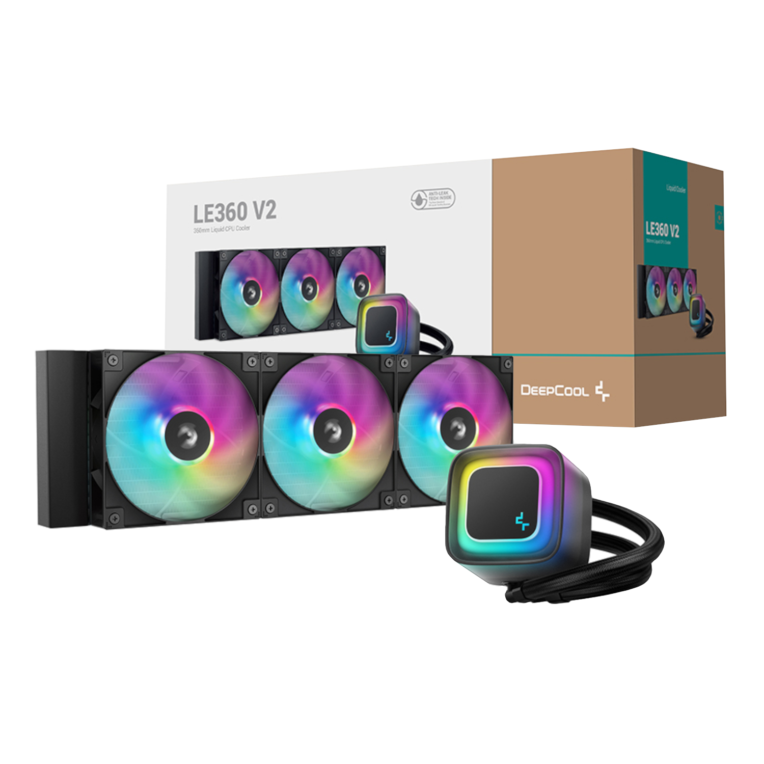 R-LE360-BKAMMC-G-2_DeepCool-LE360-V2-ARGB-360mm-AIO-Liquid-Cooler-Black_wr_01 DeepCool LE360 V2 ARGB 360mm AIO Liquid Cooler - Black - Image 1