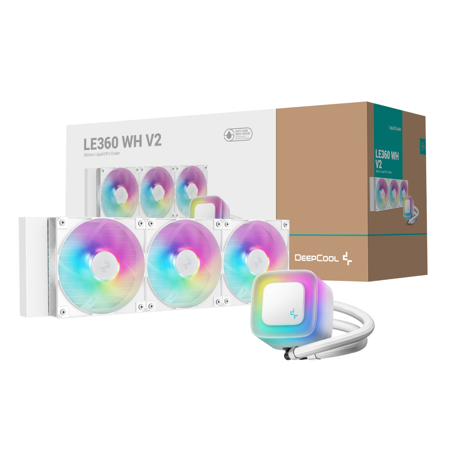 R-LE360-WHAMMN-G-2-White_DeepCool-LE360-V2-ARGB-360mm-AIO-Liquid-Cooler-White_wr_01a DeepCool LE360 V2 ARGB 360mm AIO Liquid Cooler - White - Image 1