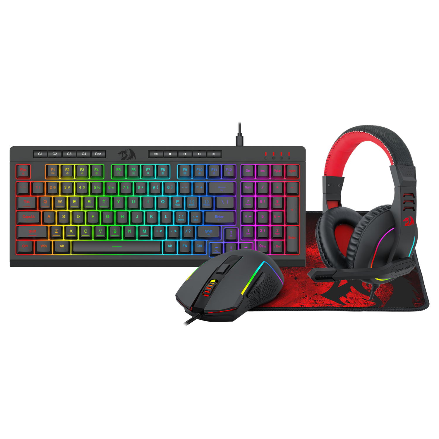 RD-S148_Redragon-4IN1-Gaming-Combo_wr_01 Redragon 4-in-1 Keyboard | Mouse | Mousepad | RGB Headset Gaming Combo - Image 1