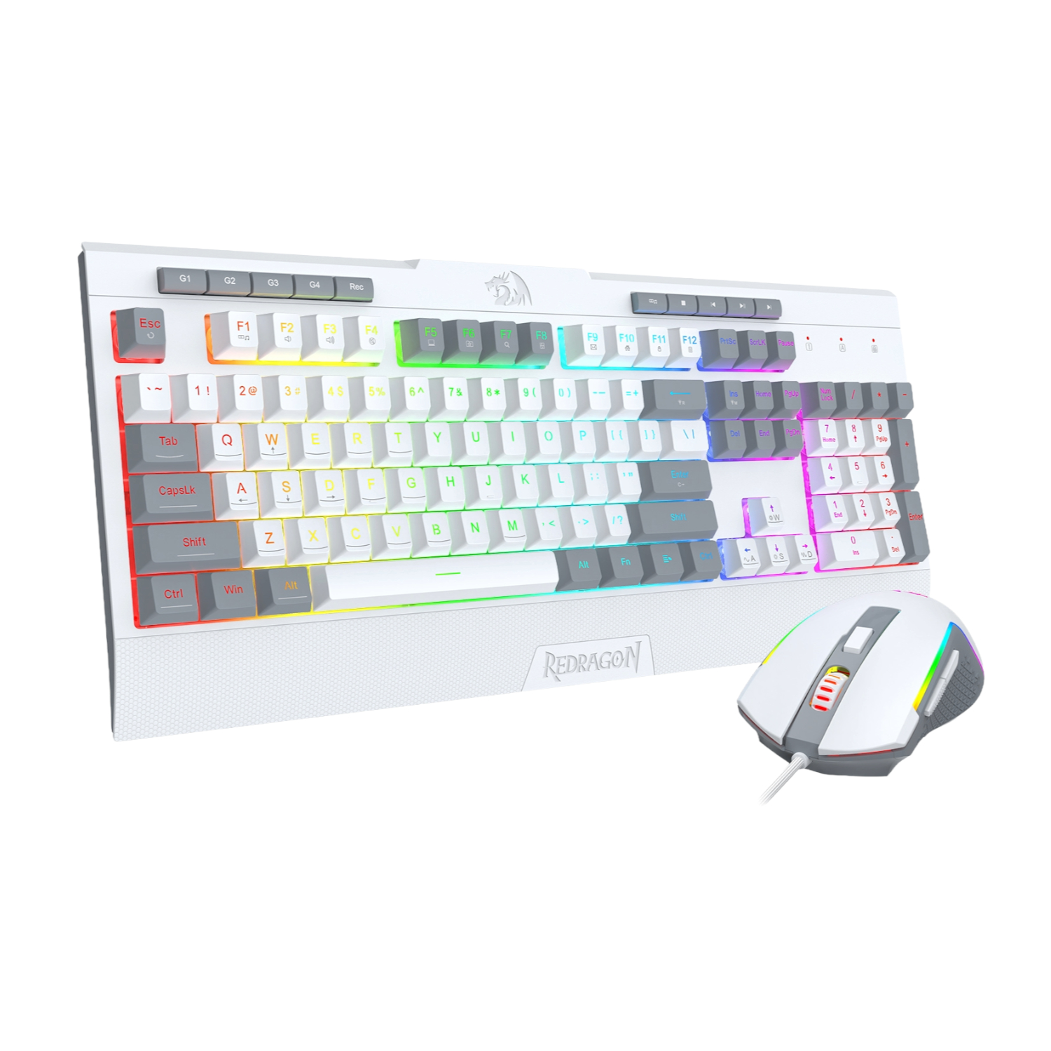 RD-S151W_Redragon-S151-Wired-RGB-Gaming-Kbrd-Mse-Combo-Wht-Gry_wr02 Redragon S151 Wired RGB Gaming Keyboard and Mouse Combo - White and Grey - Image 1