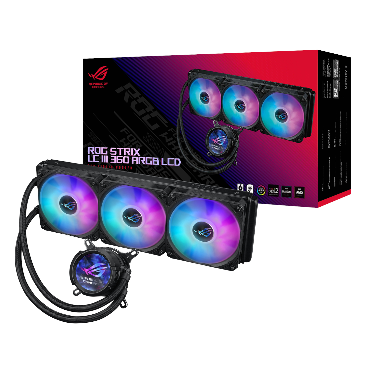 ROGSTRIXLCIII360ARGBLCD_Asus-ROG-STRIX-LC-III-360-ARGB-LCD-All-in-one-CPU-Liquid-Cooler-Black_wr_01a Asus ROG STRIX LC III 360 ARGB LCD All-in-one CPU Liquid Cooler - Black - Image 1