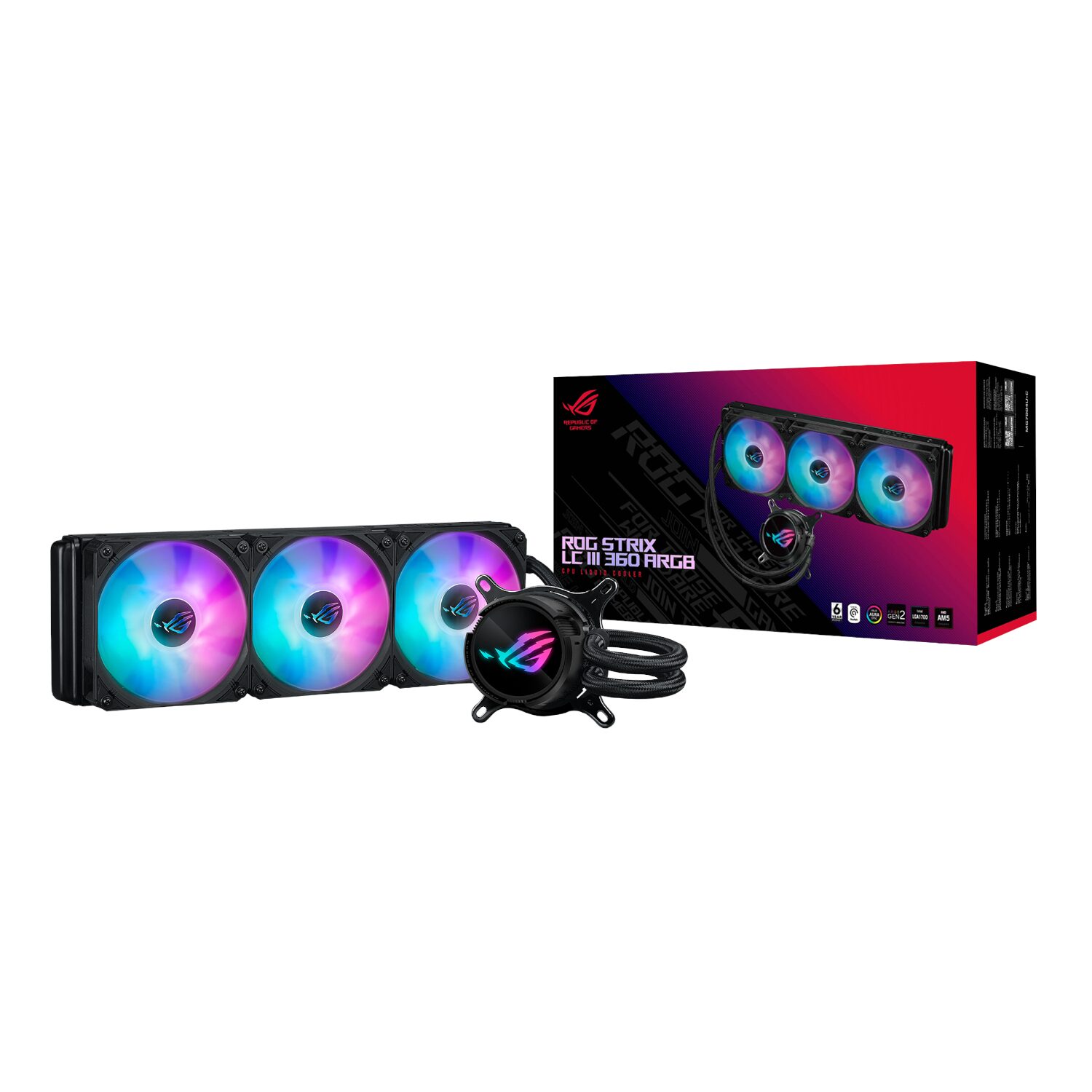 ROGSTRIXLCIII360ARGB_ASUS_ROG_Strix_LC_III_360_ARGB_Liquid_CP_wr_01 ASUS ROG Strix LC III 360 ARGB Liquid CPU Cooler - Black - Image 1