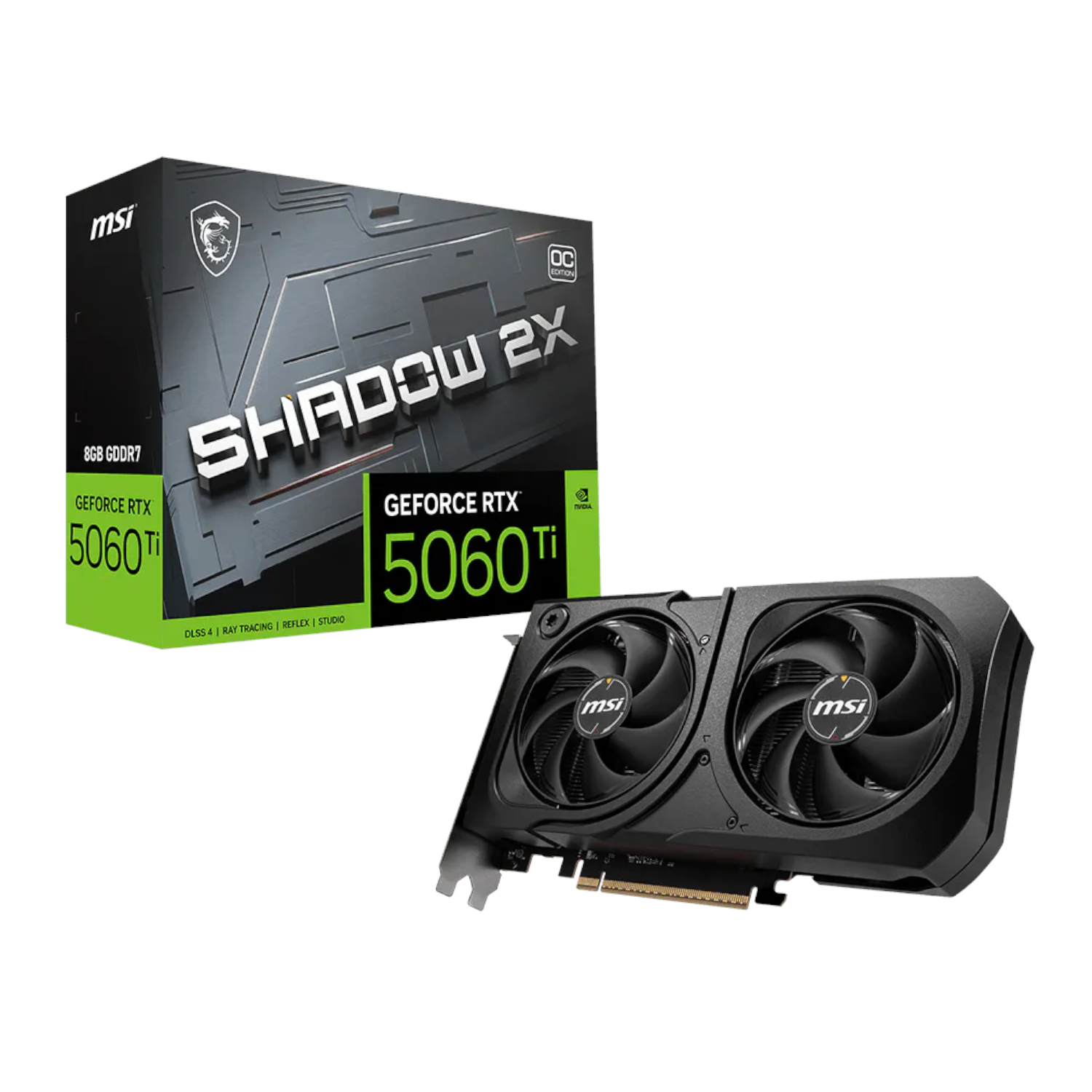 RTX5060TISHADOW2XOCPLU_MSI-GeForce-RTX-5060-Ti-SHADOW-2X-OC-PLUS-128-bit-GDDR7-8GB-Graphics-Card_wr_01a MSI GeForce RTX 5060 Ti SHADOW 2X OC PLUS 128-bit GDDR7 8GB Graphics Card - Image 1