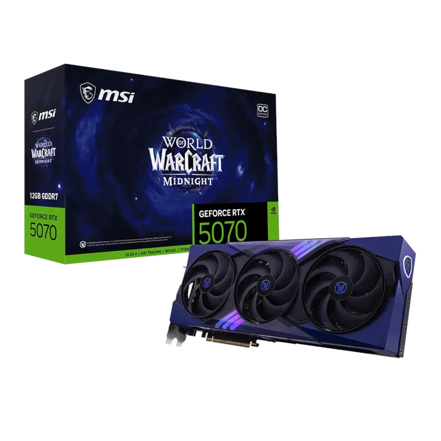 RTX5070WOWMIDVOIDOC12GB_MSI-GeForce-RTX-5070-12GB-World-of-Warcraft-MIDNIGHT-VOID-EDITION-OC-Graphics-Card_wr_01a MSI GeForce RTX 5070 12GB World of Warcraft MIDNIGHT VOID EDITION OC Graphics Card - Image 1