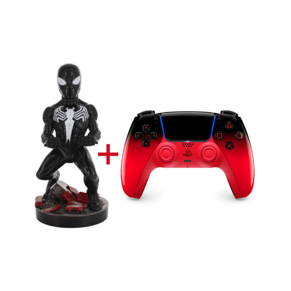 PlayStation 5 (PS5) DualSense Wireless Controller - Techno Red + Cable Guy: Marvel - Symbiote Spider-Man