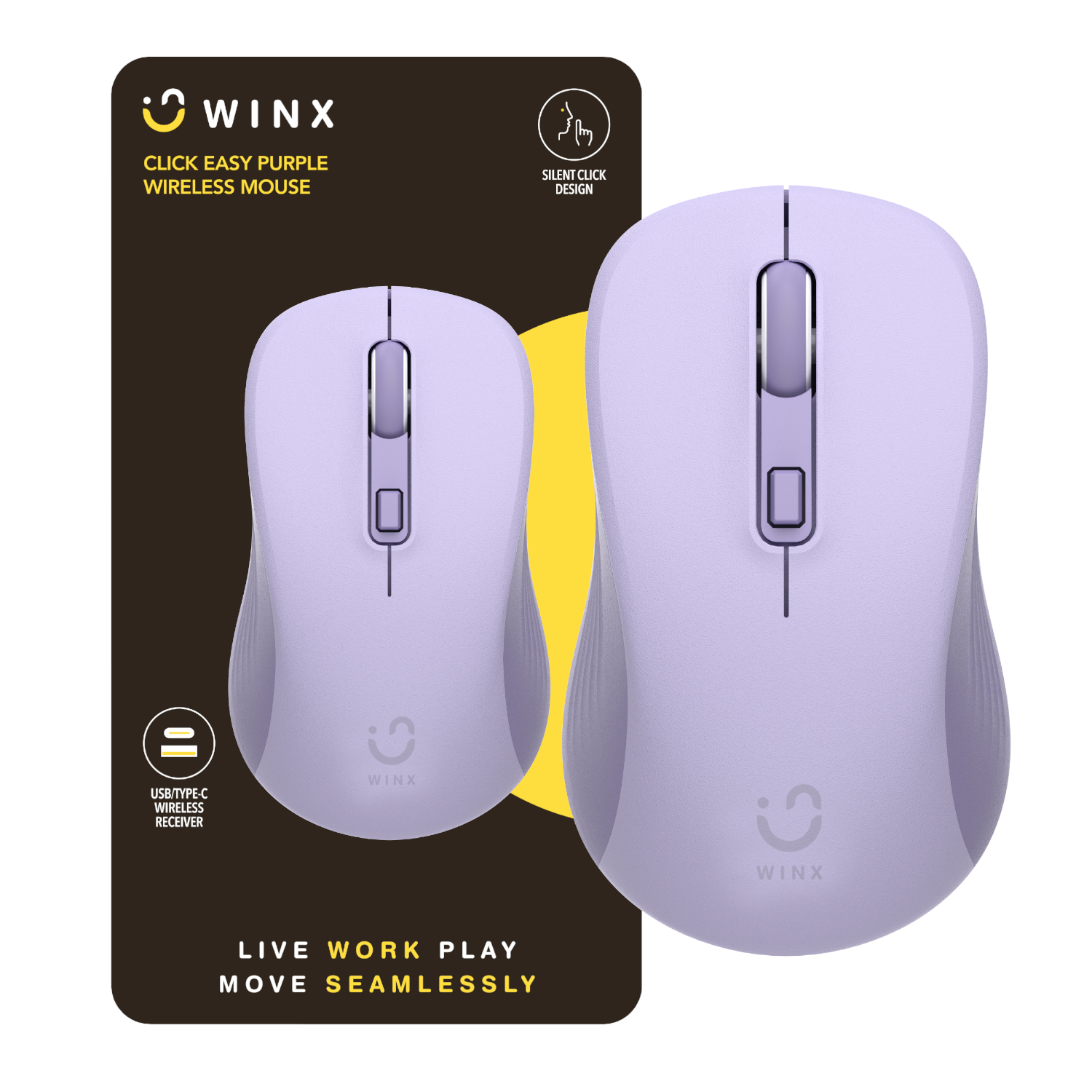 WX-KB111_WINX_CLICK_Easy_1600DPI_Wireless-Mouse_Purple_wr_01a WINX CLICK Easy 1600DPI 2.4GHz Wireless Mouse - Purple - Image 1