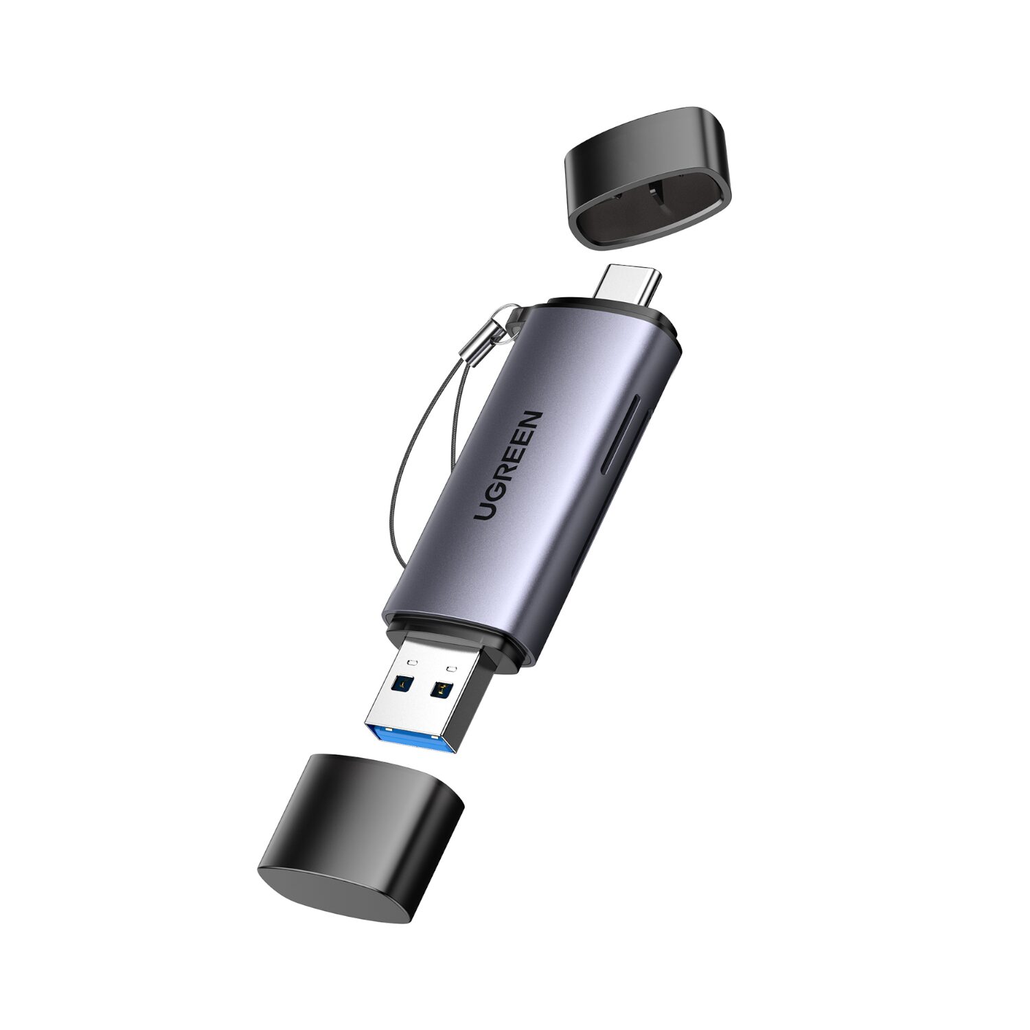 cm185-507066-wr-01 UGREEN CM185-50706 2-in-1 OTG Card Reader | Type-C | USB-A - Silver - Image 1
